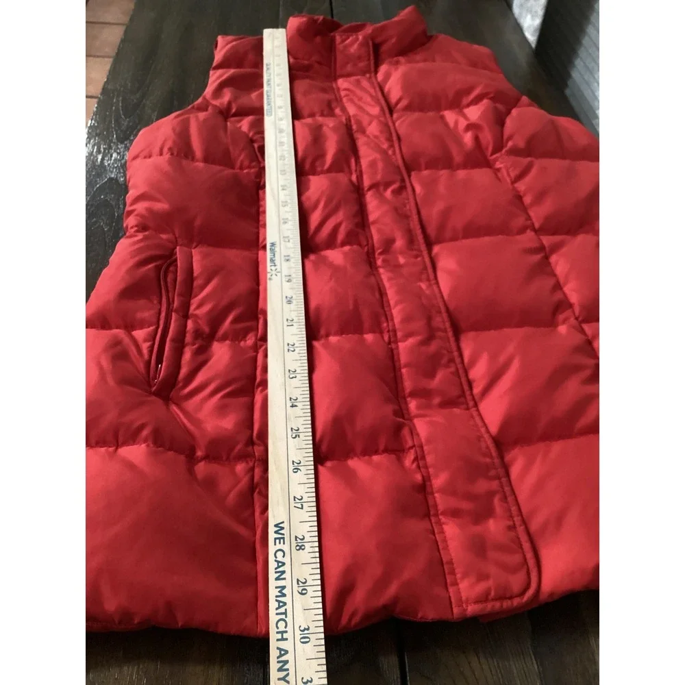 J Jill‎ Womens Red Quilted Down Puffer Vest Stand Collar Zip Front Medium